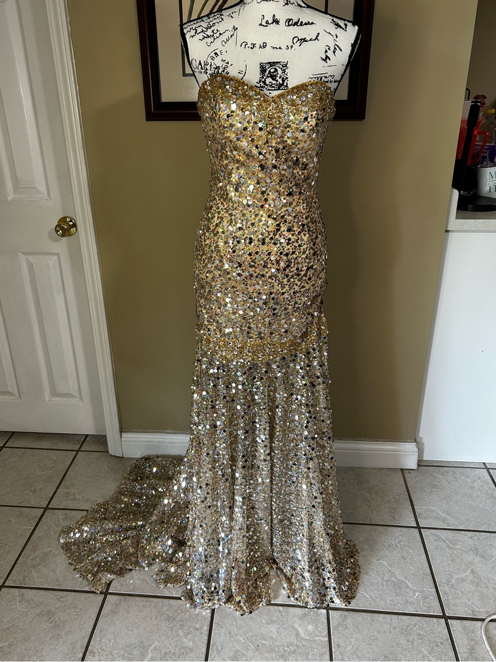 Panoply Gold Sequin Dress Size 2 Small